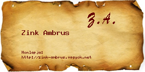 Zink Ambrus névjegykártya